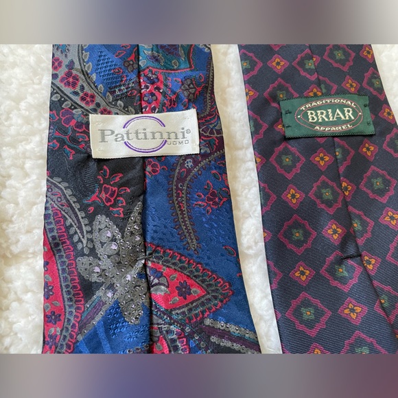 Collection of Six Designer Ties Shades of Blue Plum & Red Various Tie Patterns - Picture 7 of 9